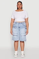 Womens Plus Almost Famous Cargo Skater Shorts, Blue,