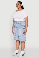 Womens Plus Almost Famous Cargo Skater Shorts, Blue,