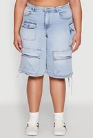Womens Plus Almost Famous Cargo Skater Shorts, Blue,