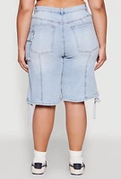 Womens Plus Almost Famous Cargo Skater Shorts, Blue,