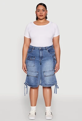 Womens Plus Almost Famous Cargo Skater Shorts, Blue,
