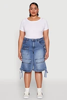 Womens Plus Almost Famous Cargo Skater Shorts, Blue,