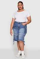 Womens Plus Almost Famous Cargo Skater Shorts, Blue,