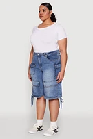 Womens Plus Almost Famous Cargo Skater Shorts, Blue,