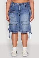 Womens Plus Almost Famous Cargo Skater Shorts, Blue,