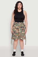 Womens Plus Size Almost Famous Camouflage Cargo Bermuda Shorts, Multi, Size 14