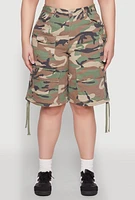 Womens Plus Size Almost Famous Camouflage Cargo Bermuda Shorts, Multi, Size 14