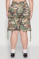 Womens Plus Size Almost Famous Camouflage Cargo Bermuda Shorts, Multi, Size 14