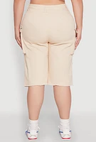 Womens Plus Daisy Acid Wash Cargo Bermuda Shorts,