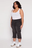 Womens Plus Size VIP Cargo Capri Jeans, Grey, Size 19-20