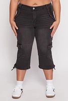 Womens Plus Size VIP Cargo Capri Jeans, Grey, Size 19-20