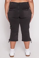 Womens Plus Size VIP Cargo Capri Jeans, Grey, Size 19-20