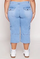 Womens Plus Size VIP Cargo Capri Jeans, Blue, Size 19-20