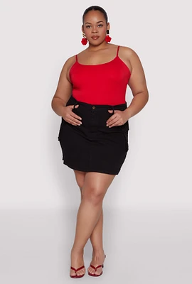 Womens Plus Daisy Denim Cargo Skirt,