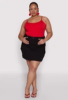 Womens Plus Daisy Denim Cargo Skirt,