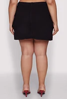 Womens Plus Daisy Denim Cargo Skirt,