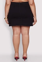 Womens Plus Daisy Denim Cargo Skirt, 1X