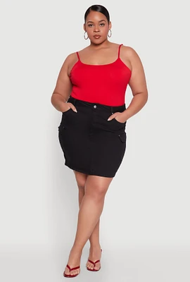Womens Plus WAX High Waisted Cargo Skirt, 2X