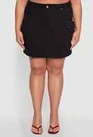 Womens Plus WAX High Waisted Cargo Skirt, 2X