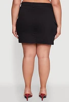 Womens Plus WAX High Waisted Cargo Skirt, 2X
