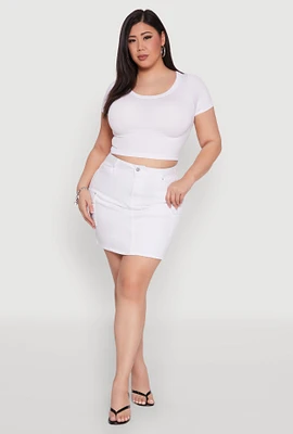Womens Plus WAX High Waisted Cargo Skirt, White,