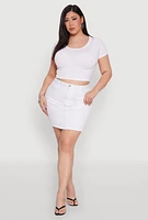 Womens Plus WAX High Waisted Cargo Skirt, White,
