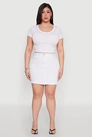 Womens Plus WAX High Waisted Cargo Skirt, White,
