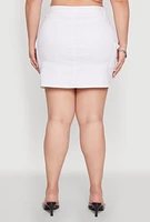 Womens Plus WAX High Waisted Cargo Skirt, White,
