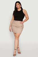 Womens Plus Size WAX High Waisted Cargo Skirt, Khaki, Size 1X