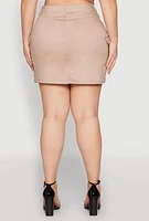 Womens Plus Size WAX High Waisted Cargo Skirt, Khaki, Size 1X
