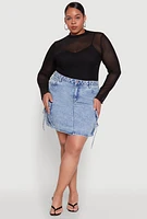 Womens Plus WAX High Waisted Cargo Pocket Skirt, Blue,