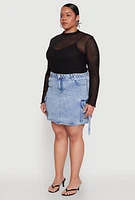 Womens Plus Size WAX High Waisted Cargo Pocket Skirt, Blue, Size 1X