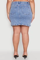 Womens Plus WAX High Waisted Skirt, Blue,