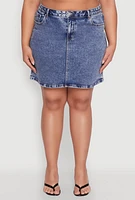 Womens Plus WAX High Waisted Skirt, Blue,