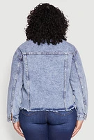 Womens Plus Size Brooklyn Baseball Graphic Jean Jacket, Blue, Size 1X