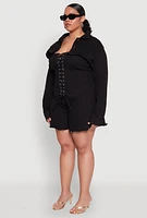 Womens Plus Daisy Distressed Bolero Jean Jacket,