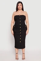 Womens Plus Daisy Denim Tube Dress,