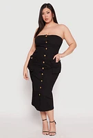 Womens Plus Daisy Denim Tube Dress,