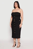 Womens Plus Daisy Denim Tube Dress,