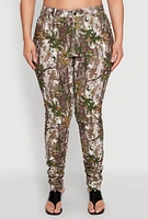Womens Plus Size Printed Pattern Stacked Pants, Green, Size 3X