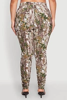 Womens Plus Size Printed Pattern Stacked Pants, Green, Size 3X