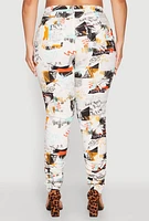 Womens Plus Printed Pattern Stacked Pants, Multi,