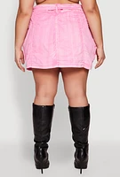 Womens Plus Size Spoon Jeans Mineral Wash Pintuck Skirt, Pink, Size 2X