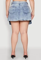 Womens Plus Size Spoon Jeans Oversized Cargo Pocket Skirt, Blue, Size 3X