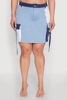 Womens Plus Color Block Denim Skirt,