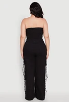 Womens Plus Daisy Strapless Denim Cargo Jumpsuit,
