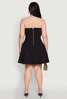 Womens Plus Daisy Denim Lace Up Corset Dress,