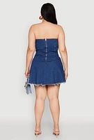 Womens Plus Size Daisy Denim Lace Up Corset Dress, Blue, Size 3X
