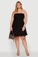 Womens Plus Daisy Strapless Denim Skater Dress,