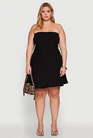 Womens Plus Daisy Strapless Denim Skater Dress,